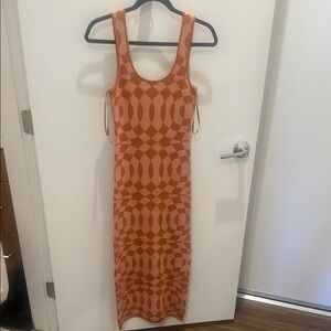 Billabong Orange Brown Bodycon Midi Dress